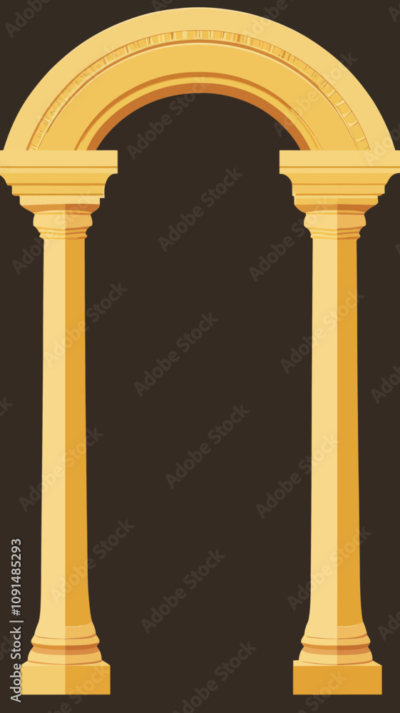 Fototapeta premium Minimalist Gold Column Arch in Greek Roman Style SVG Vector