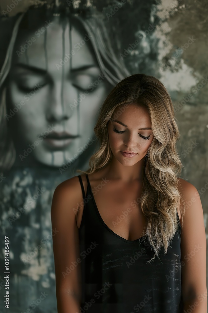 Fototapeta premium Exploring identity through charcoal portraiture in a tranquil space