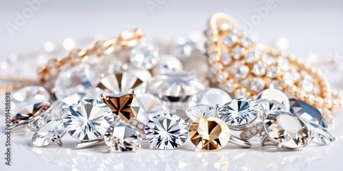 Wallpaper Mural Assorted sparkling jewels on a sleek grey background, accessories, elegant Torontodigital.ca