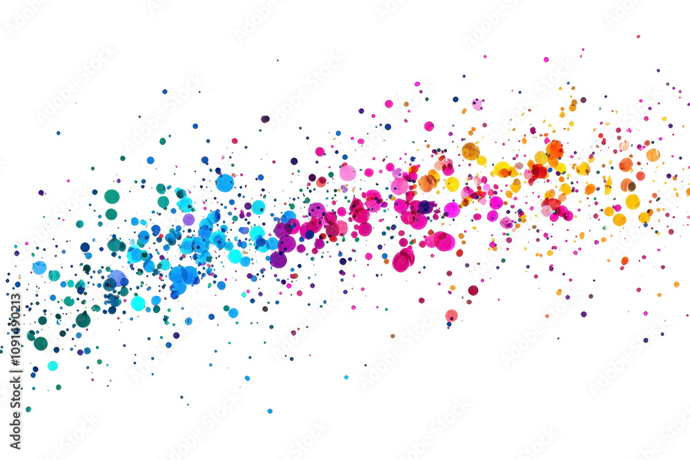 Fototapeta premium A vibrant array of colorful splashes resembling paint droplets, creating a dynamic and artistic visual flow.
