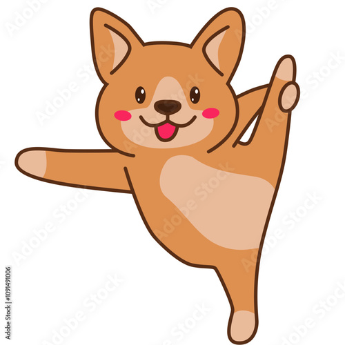 Corgi puppy yoga pose