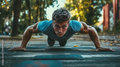 a man is doing push ups on a skateboard