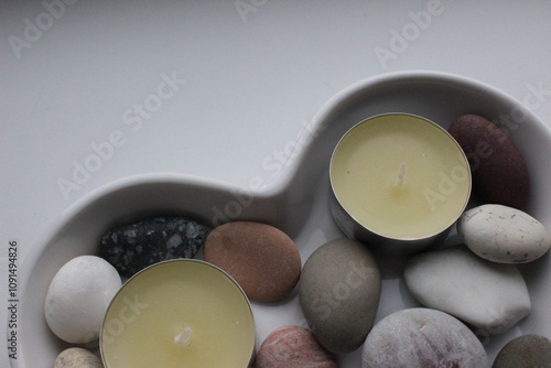 spa candles and stones