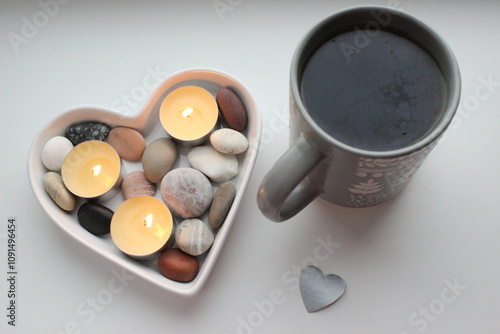a cup of tea by candlelight