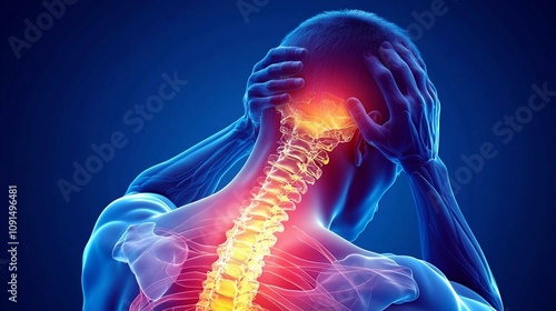 a man holding his neck in pain