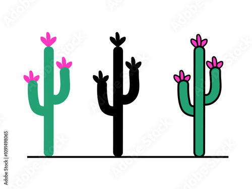 Colorful Cactus vector illustration flat design.