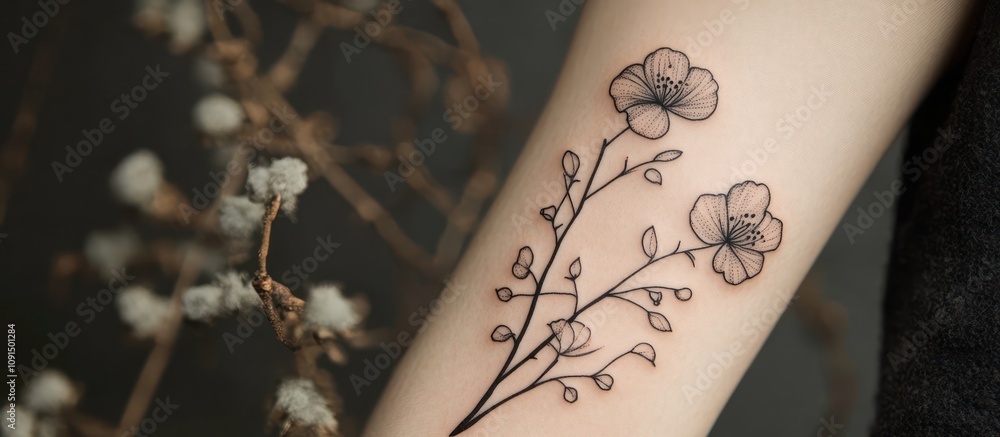 custom made wallpaper toronto digitalDelicate Floral Tattoo on Arm