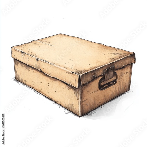 A simple, rustic cardboard box with a worn look, ideal for storage or creative projects.