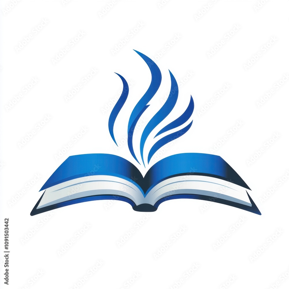 An artistic representation of an open book with stylized blue flames, symbolizing knowledge and inspiration. An artistic representation of an open book with stylized blue flames, symbolizing knowledge and inspiration.