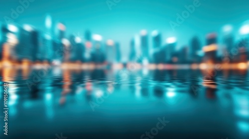 Wallpaper Mural A vibrant, modern city skyline reflected in water, with colorful lights showing an urban scene that exudes a sense of tranquility and wonder in the night. Torontodigital.ca