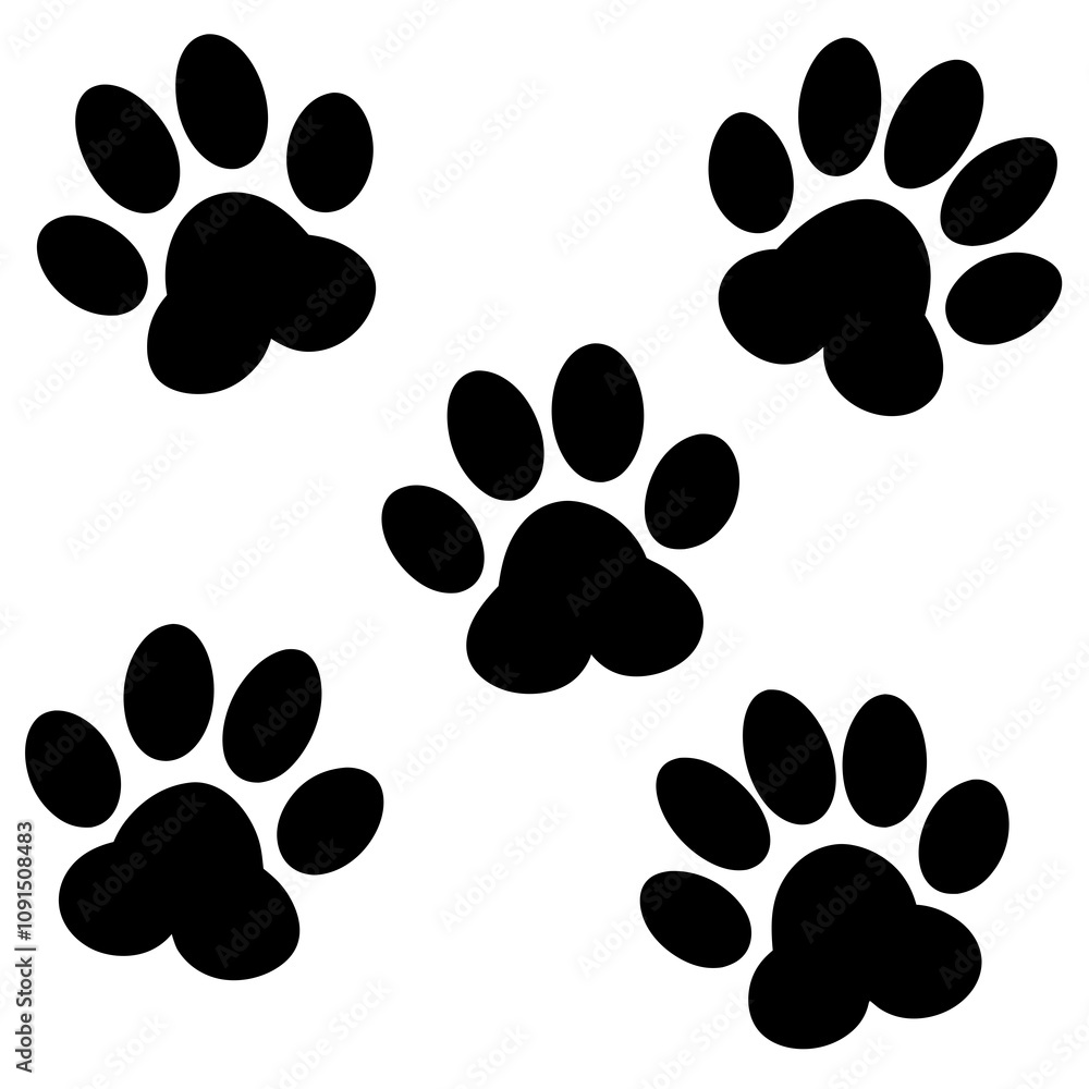 Fototapeta premium Dog Paw , Dog Paw Print Vector, Dog Paw Print Silhouette Vector
