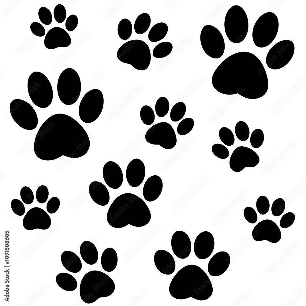 Fototapeta premium Dog Paw , Dog Paw Print Vector, Dog Paw Print Silhouette Vector