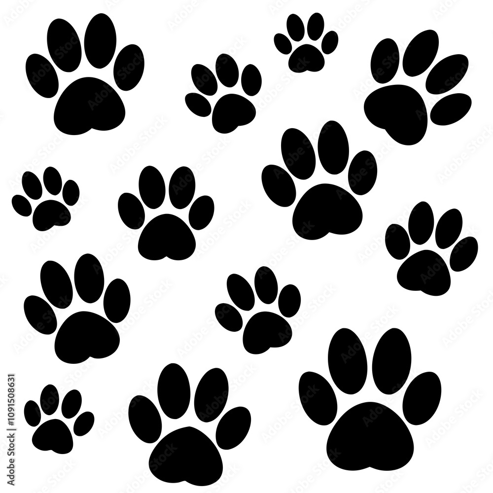 Fototapeta premium Dog Paw , Dog Paw Print Vector, Dog Paw Print Silhouette Vector