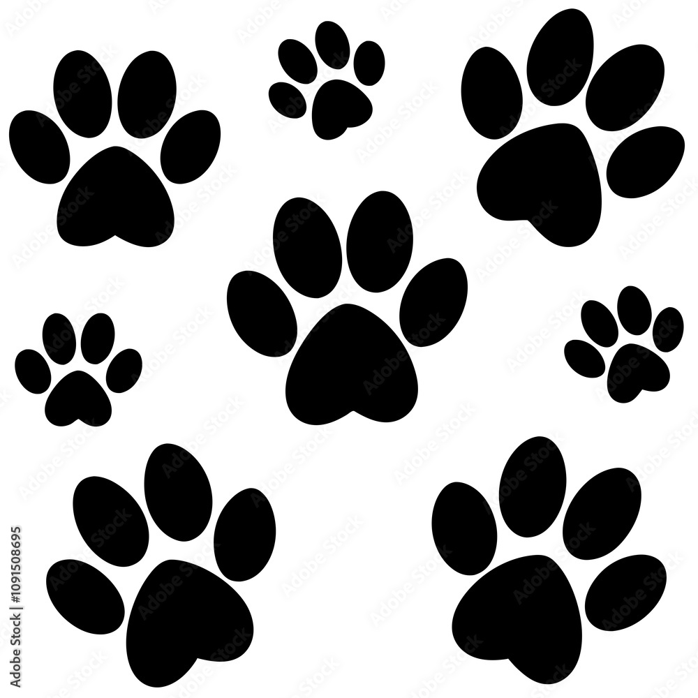 Fototapeta premium Dog Paw , Dog Paw Print Vector, Dog Paw Print Silhouette Vector