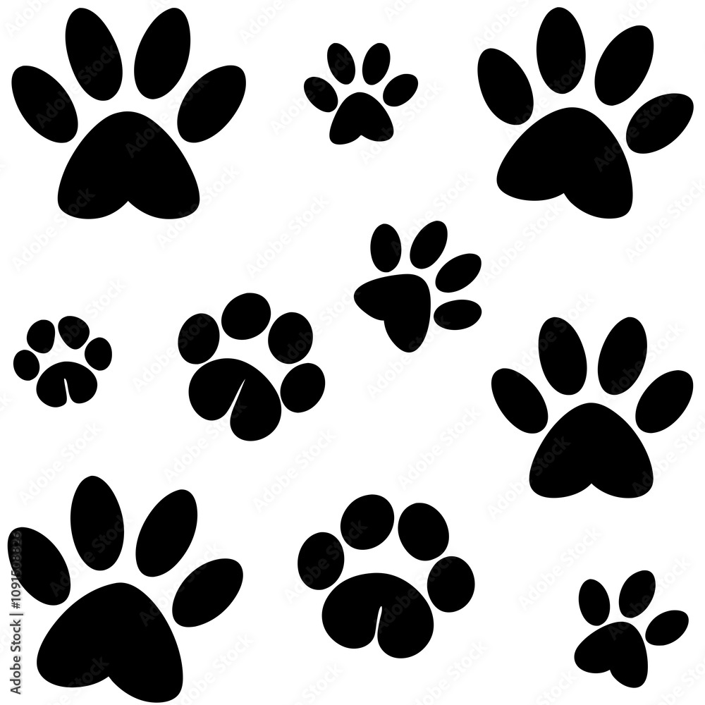 Fototapeta premium Dog Paw , Dog Paw Print Vector, Dog Paw Print Silhouette Vector
