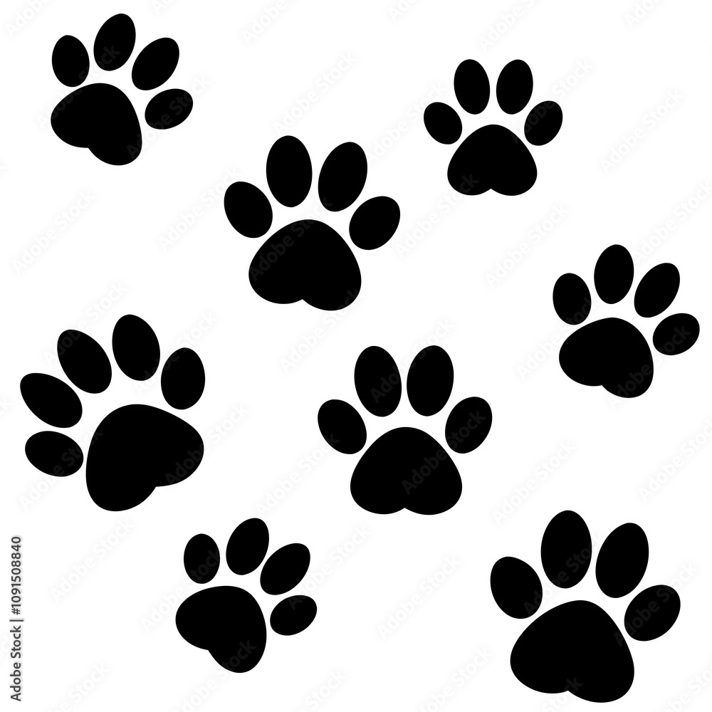 Fototapeta premium Dog Paw , Dog Paw Print Vector, Dog Paw Print Silhouette Vector