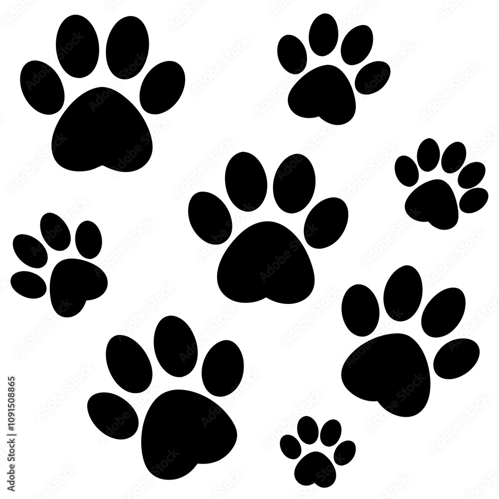Fototapeta premium Dog Paw , Dog Paw Print Vector, Dog Paw Print Silhouette Vector