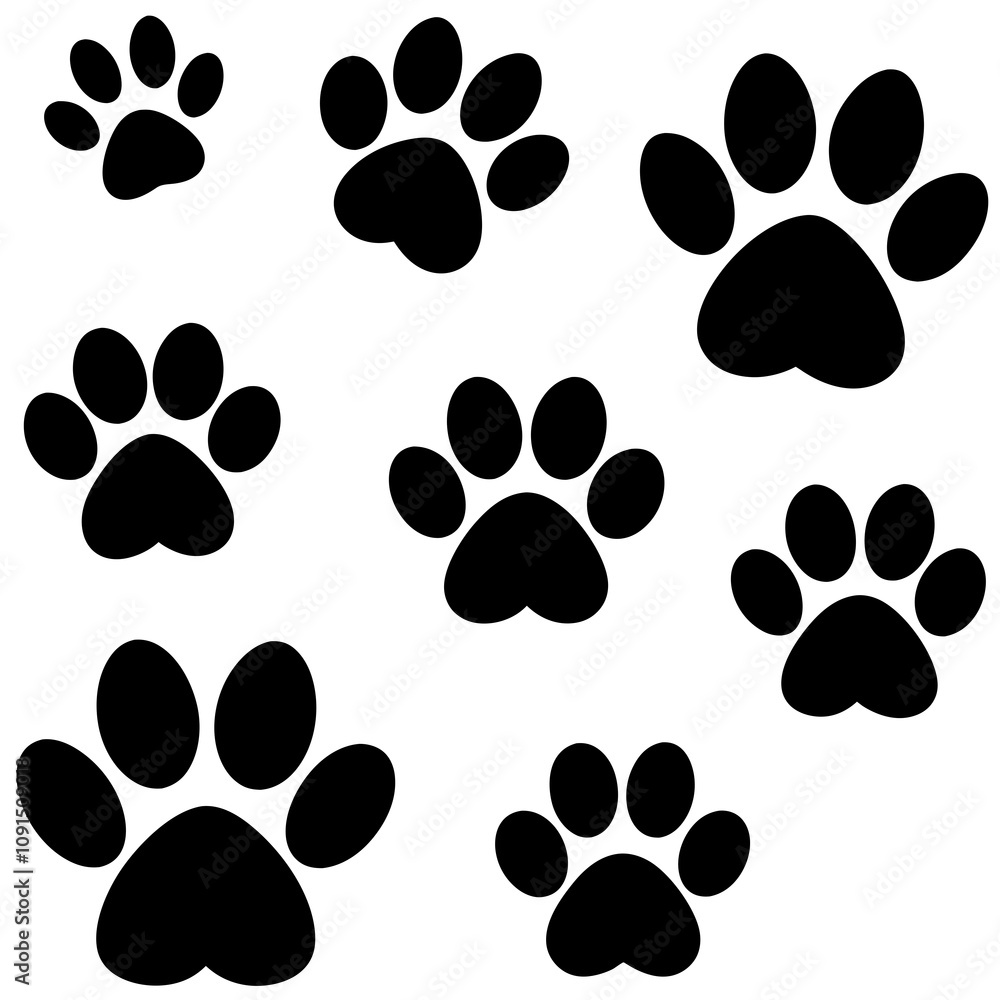 Fototapeta premium Dog Paw , Dog Paw Print Vector, Dog Paw Print Silhouette Vector
