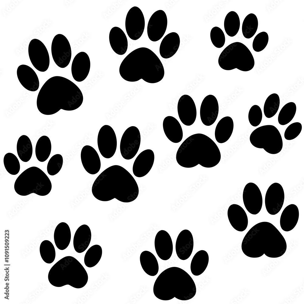 Fototapeta premium Dog Paw , Dog Paw Print Vector, Dog Paw Print Silhouette Vector