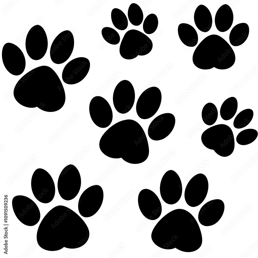 Fototapeta premium Dog Paw , Dog Paw Print Vector, Dog Paw Print Silhouette Vector