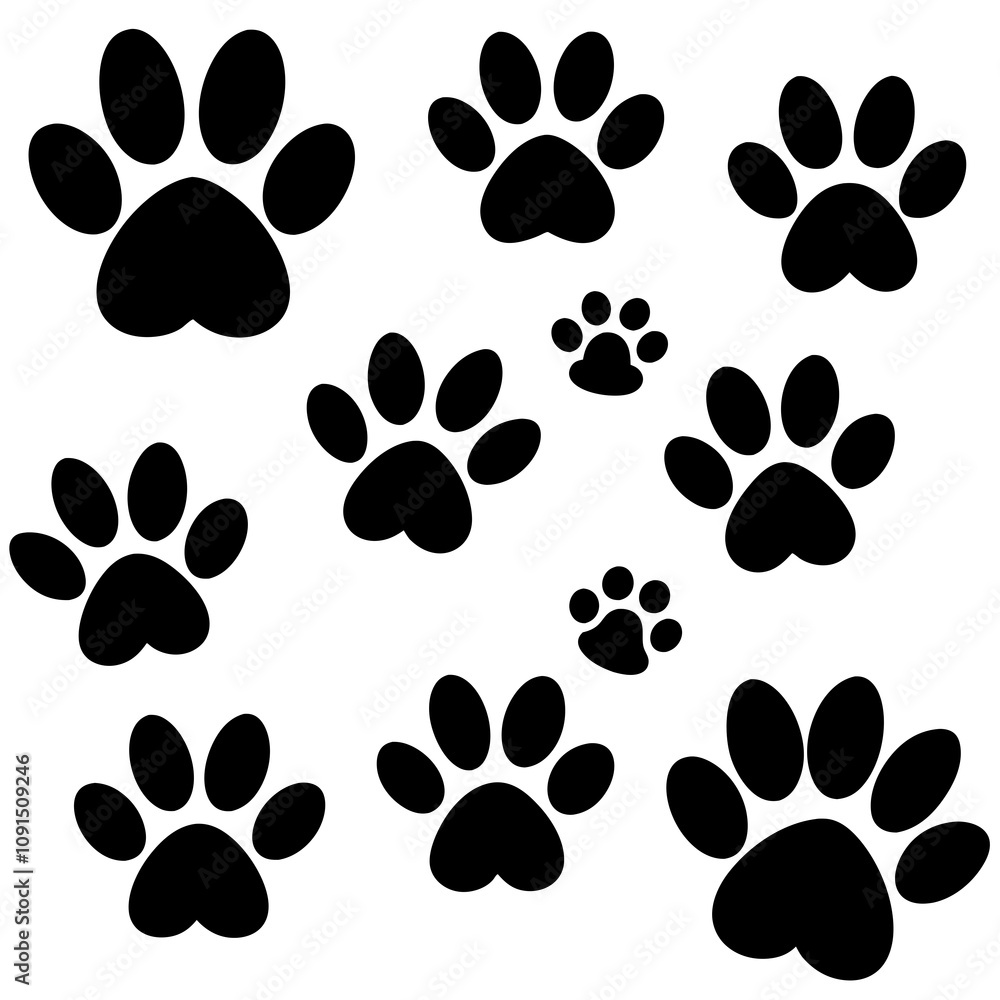 Fototapeta premium Dog Paw , Dog Paw Print Vector, Dog Paw Print Silhouette Vector