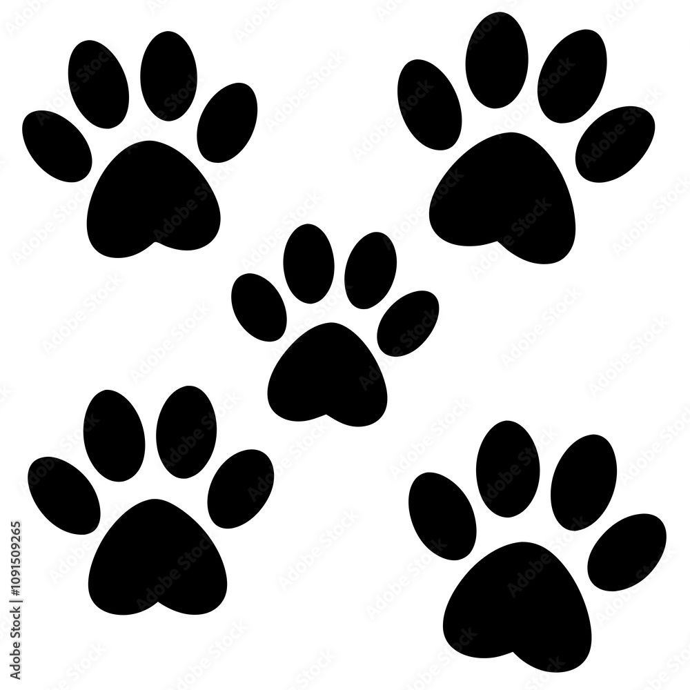 Fototapeta premium Dog Paw , Dog Paw Print Vector, Dog Paw Print Silhouette Vector