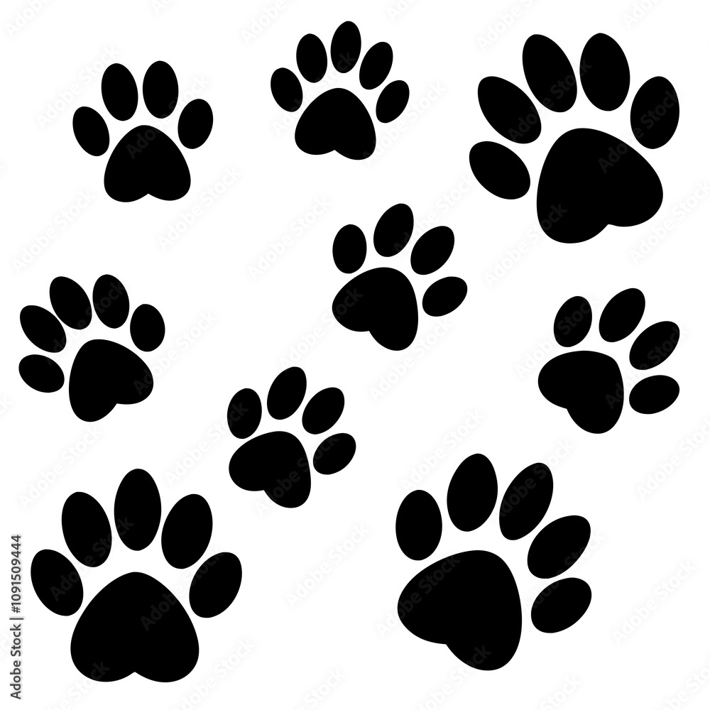 Fototapeta premium Dog Paw , Dog Paw Print Vector, Dog Paw Print Silhouette Vector