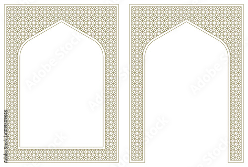 Rectangular frame and arch .Proportion about A4 format .Arabic ornament for invitation card ,diploma, book cover,sertificat