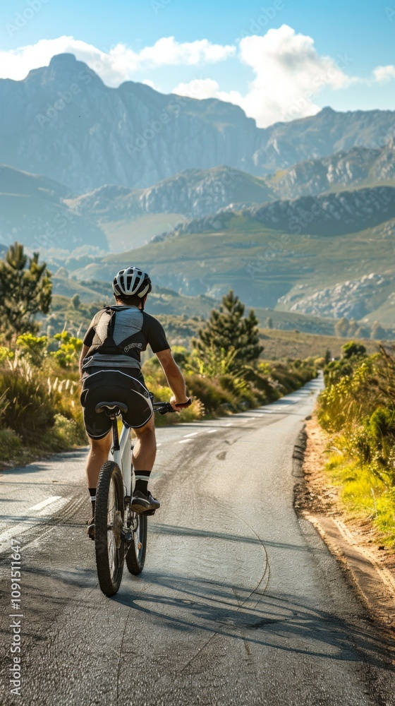 Fototapeta premium Mountain Bike Ride: Exploring Scenic Trails and Breathtaking Views
