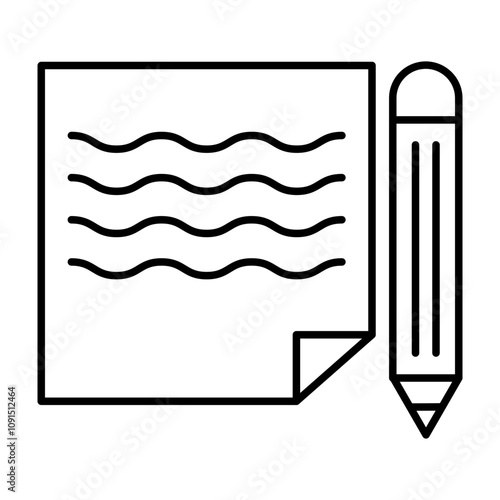 Note with Pencil Vector Line Icon Design