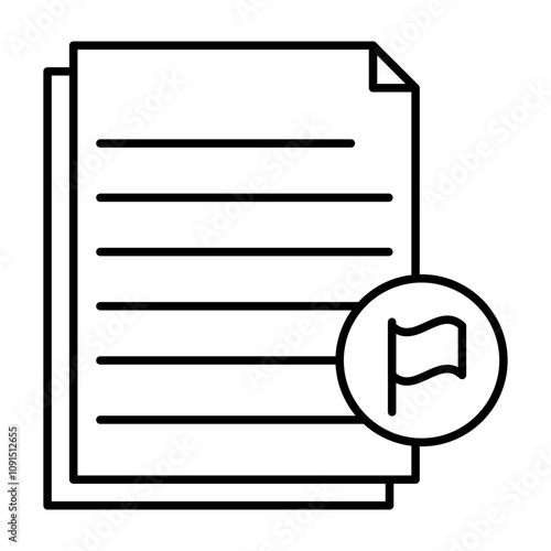 Note Flag Vector Line Icon Design