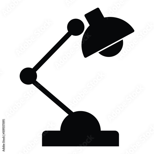 Table lamp icon. Modern black home lamp with silhouette, logo isolated on white background. Table lamp icon designed in solid style for perfect mobile vector and web concept. Vector illustration.
