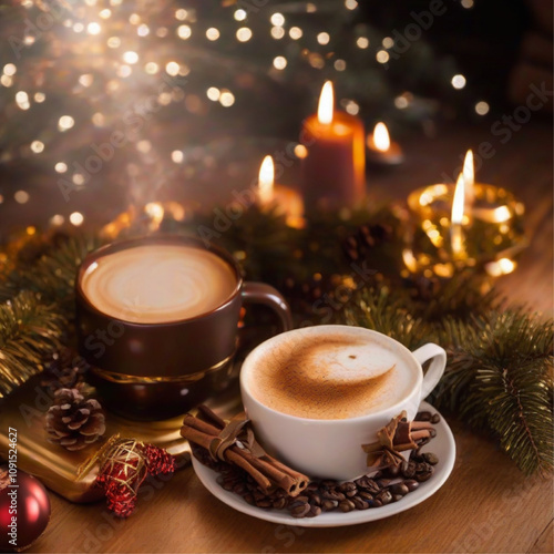 christmas candles and coffee