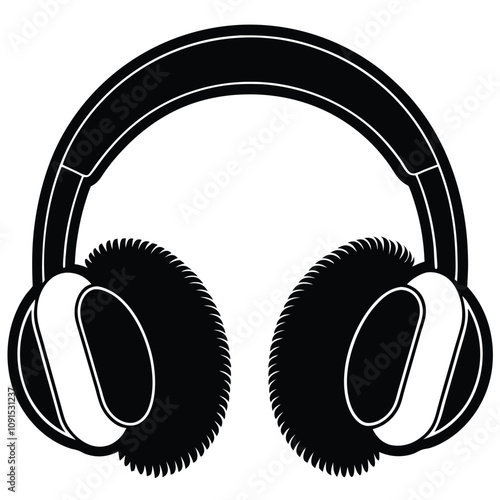 Ear muffs silhouette vector illustration on white background
