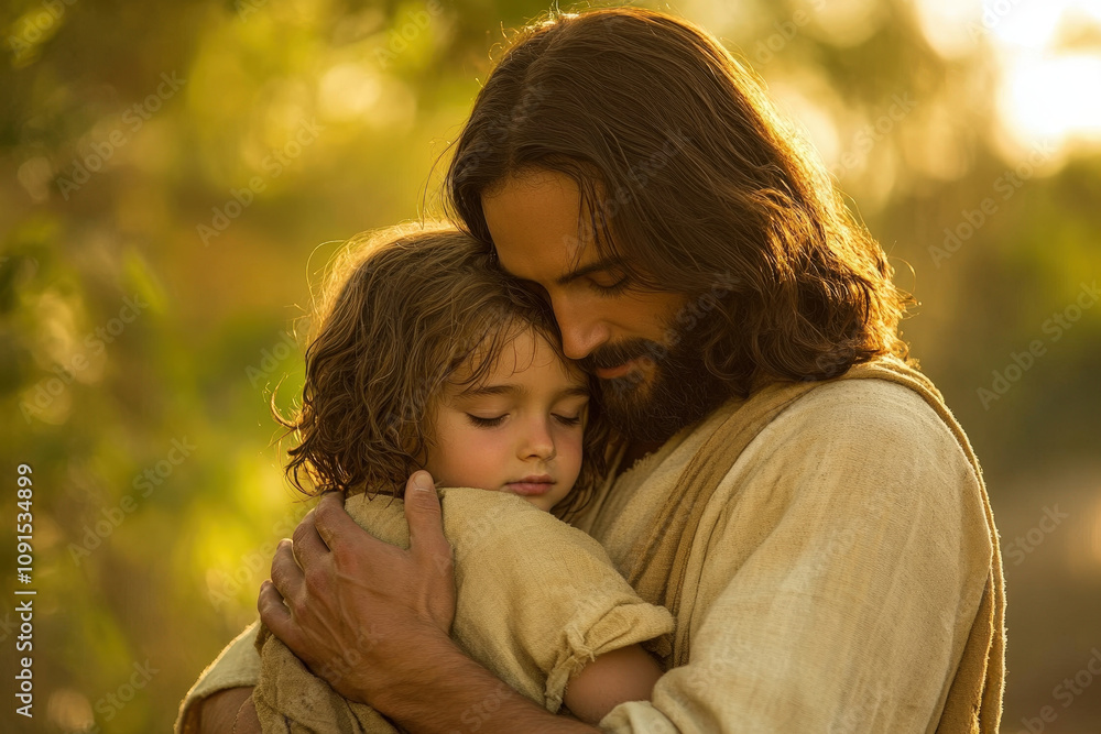 Jesus Embracing a Child with Love Jesus Embracing a Child with Love