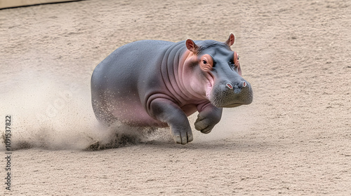 Playful Hippo Splashing Near Waterbank