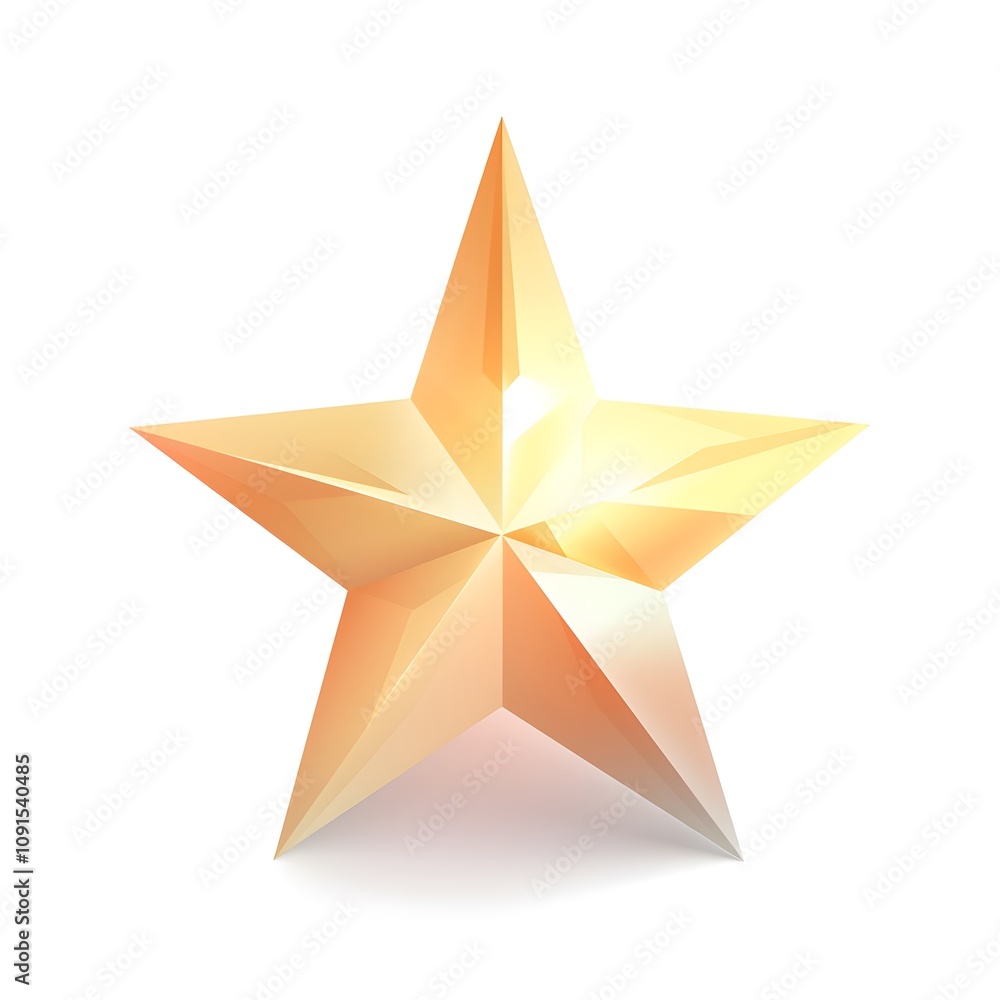 Fototapeta premium Golden Star Award 3D Render Success Achievement Luxury