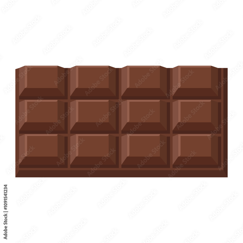 Fototapeta premium Chocolate bar icon. Unwrapped square chocolate.