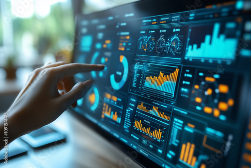 A concept image of interactive dashboards where business professionals toggle between KPIs and real-time insights with ease photo