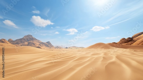 Expansive Desert Vista with Rippling Sand Dunes