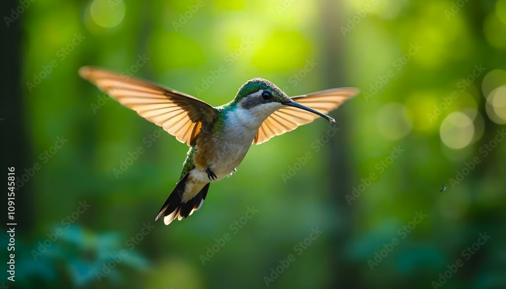 Fototapeta premium Nurturing Moments: Hummingbird Feeding Chicks in Nest