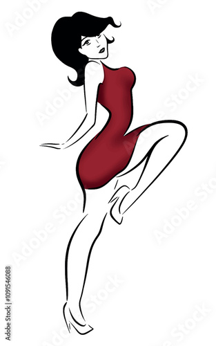 Illustration of pin up girl