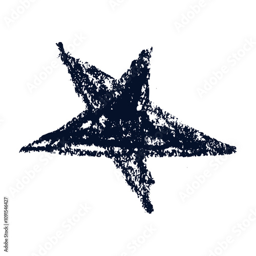 star Hand drawn figures with pencil, brush, and crayon textures. Sketchy strokes with chalk and pen details. Textured vector illustration isolated on background