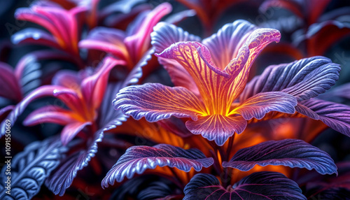 Alien flowers. Saturated neon colors photo