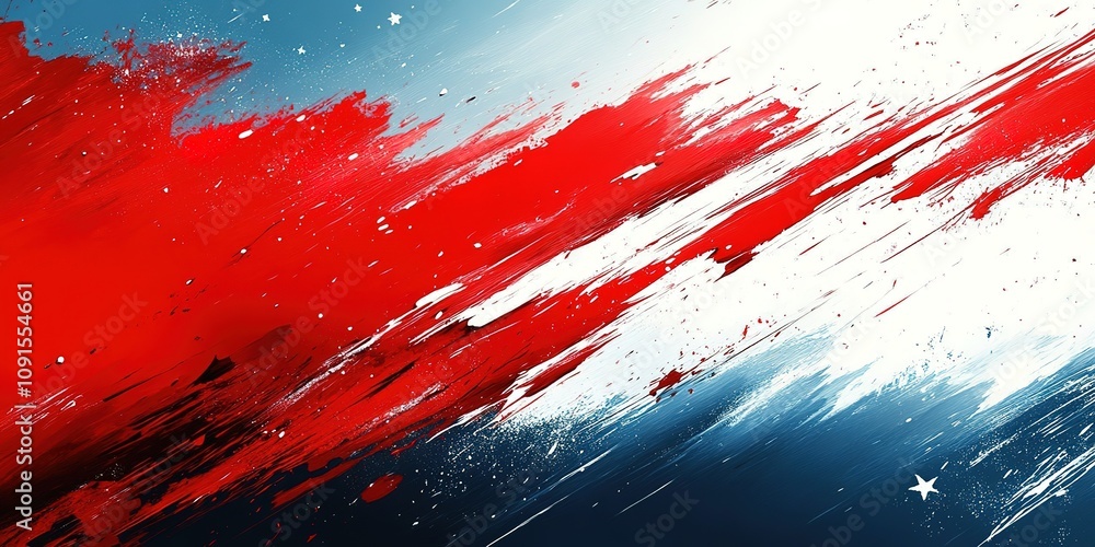 A red, white and blue background with a star A red, white and blue background with a star