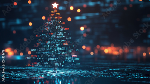 Coding Christmas Tree with Codes as A Background