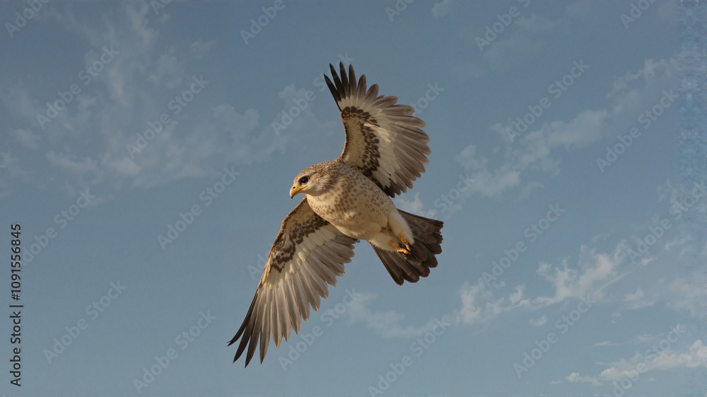 Fototapeta premium Hawk soaring in clear blue sky