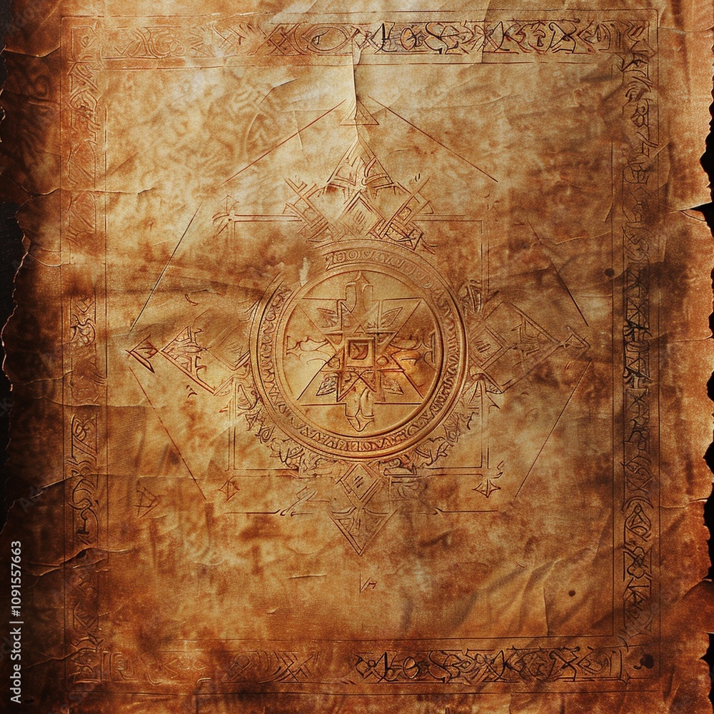 Fototapeta premium Ancient Symbolic Design on Aged Paper Background