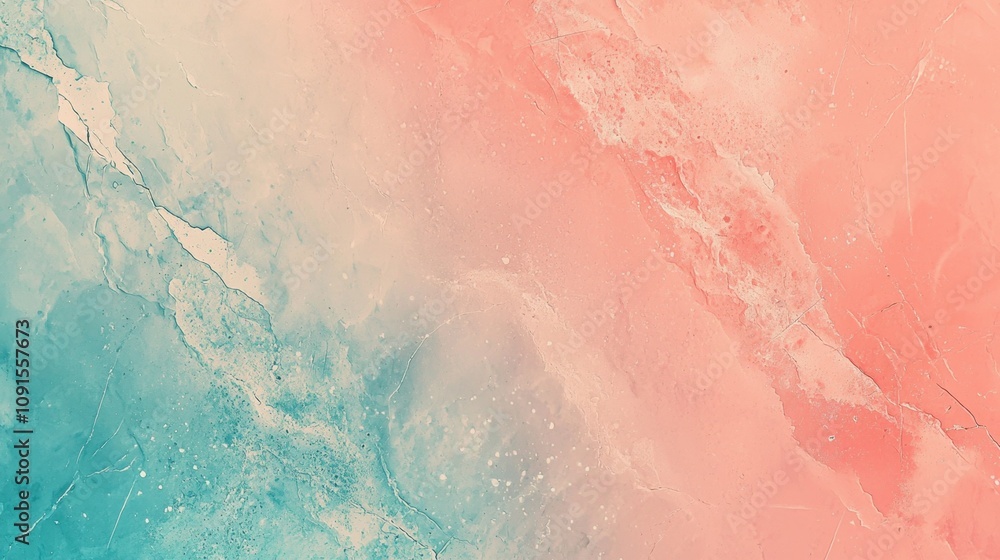 Fototapeta premium Turquoise and living coral gradient mixing together creating an abstract background with copy space, perfect for websites, social media, or any other creative project