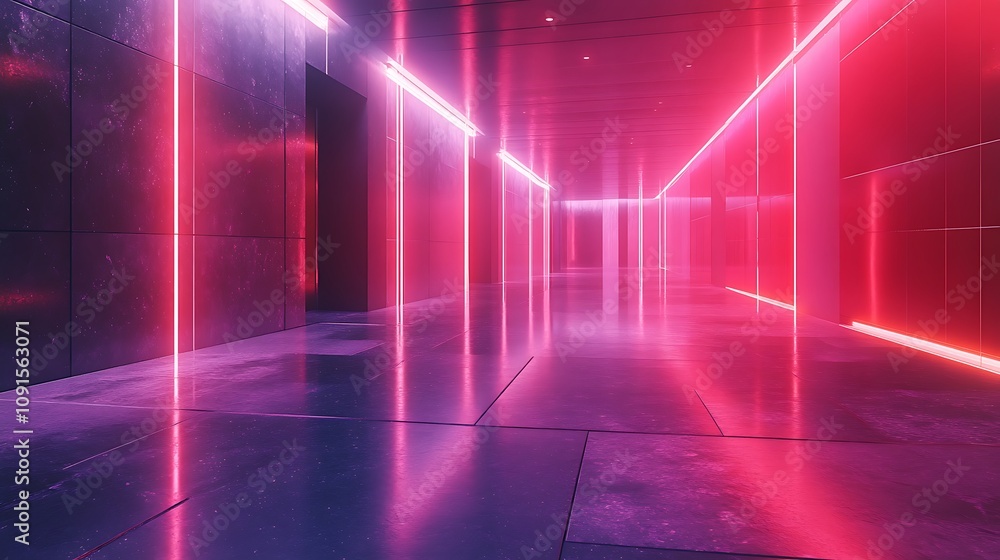 Fototapeta premium Dynamic gradient tiles creating a futuristic vibrant surface with glowing effects